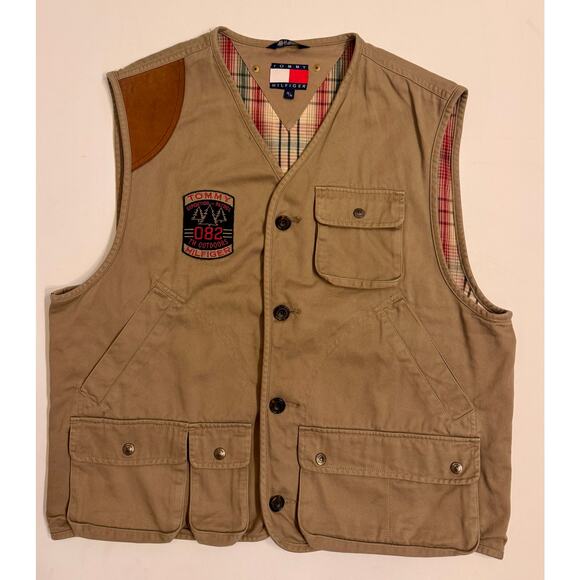 Vintage Tommy Hilfiger Men's Mountain Tan Expedition Patrol Vest Size M - Picture 1 of 7